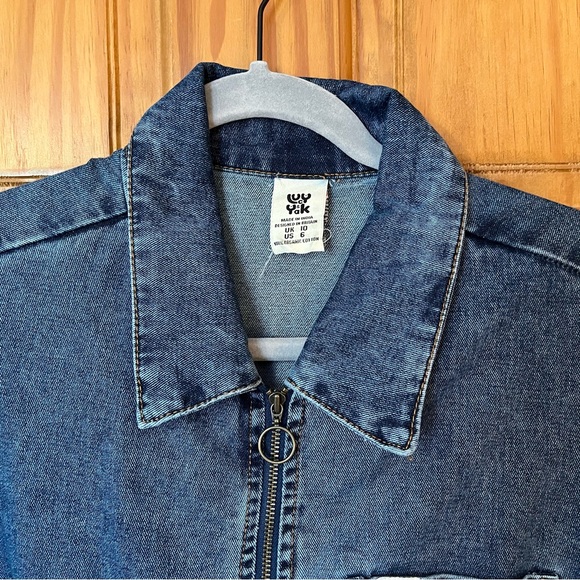 Lucy & Yak Dark Blue Denim Jumpsuit Wide Leg Crop - Picture 6 of 7